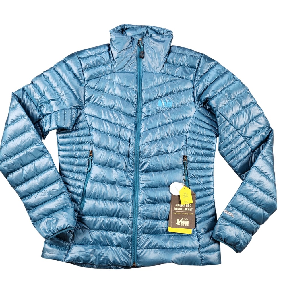 REI Co-op Magma 850 Down Jacket Womens XS Indian Ocean Blue Flash Series New